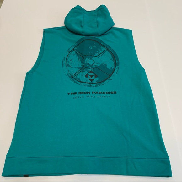 Under Armour Project Rock Sleeveless Full-Zip Hoodie in Coastal Teal (Green) XXL - Picture 5 of 13